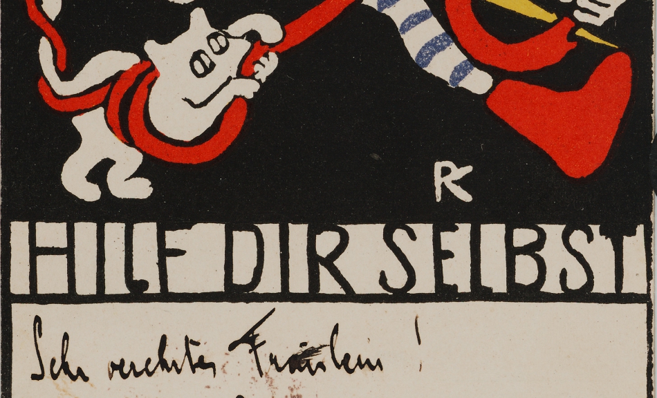 RUDOLF KALVACH, »Hilf dir selbst«. Postkarte Nr. 109 der Wiener Werkstätte, 1907 © Privatsammlung