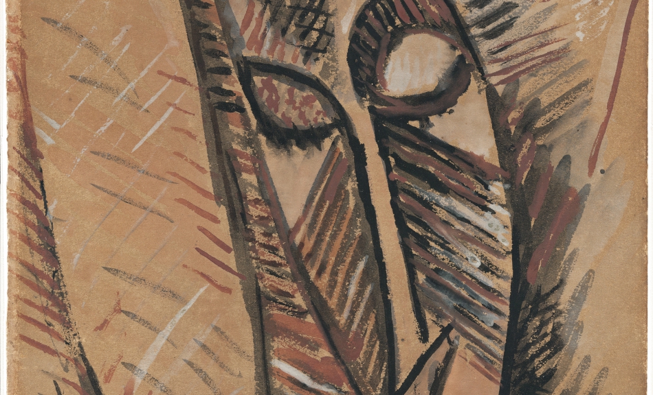 Pablo Picasso, Studie für den Kopf in "Nackte mit Stoffen", 1907, Museo Thyssen-Bornemisza, Madrid © Succession Picasso/Bildrecht, Wien 2016
