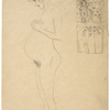 Gustav Klimt, stehende nackte schwangere nach links, zwei Kompositionsentwürfe rechts. studie zu »Die Hoffnung I«, um 1902 © Leopold Museum, Wien, Inv. 1343