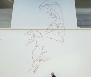 HANNES MLENEK, Intervention »Seismogramm der Erregung« (Detail) für die Ausstellung »Linie und Form« im Leopold Museum, Mai 2014 © Bildrecht, Wien 2014 © Fotomanufaktur Grünwald