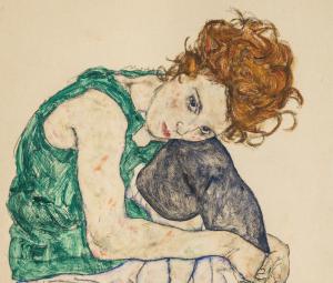 Egon Schiele, Sitzende Frau mit hochgezogenem Knie, 1917 © Národní Galerie, Prag, Foto: National Gallery Prague 2024