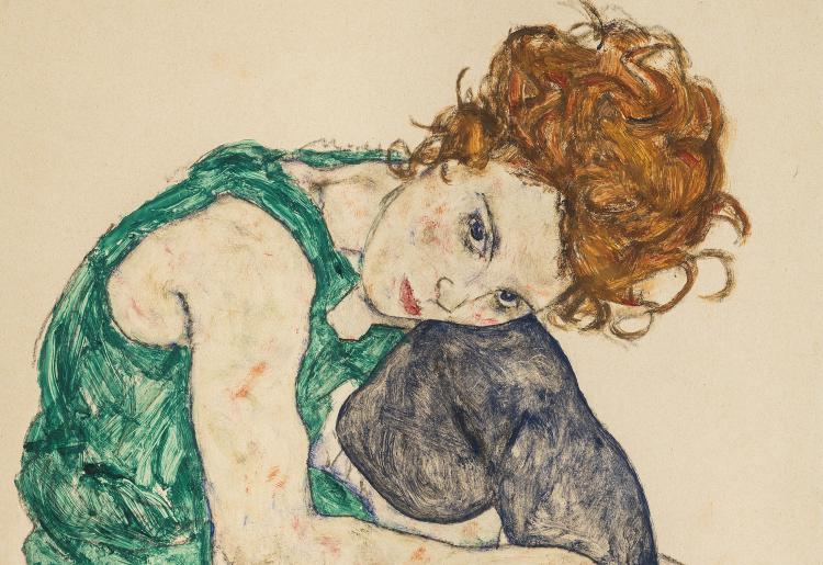 Egon Schiele, Sitzende Frau mit hochgezogenem Knie, 1917 © Národní Galerie, Prag, Foto: National Gallery Prague 2024