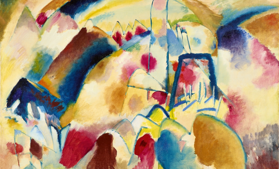 WASSILY KANDINSKY, Landscape with Church (Landscape with Red Spots I), 1913 © Museum Folkwang, Essen | Photo: Museum Folkwang Essen – Artothek WASSILY KANDINSKY, Landscape with Church (Landscape with Red Spots I), 1913 © Museum Folkwang, Essen | Photo: Museum Folkwang Essen – Artothek
